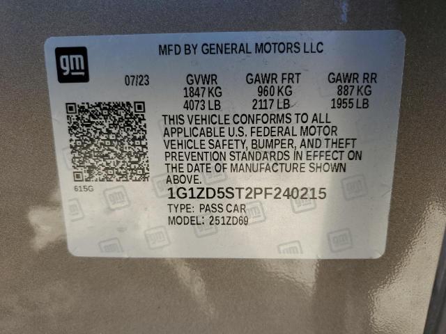 1G1ZD5ST2PF240215 - 2023 CHEVROLET MALIBU LT GOLD photo 13