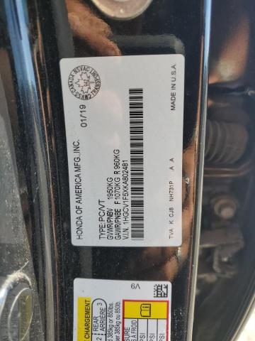 1HGCV1F5XKA802481 - 2019 HONDA ACCORD EXL 黑色 照片 12