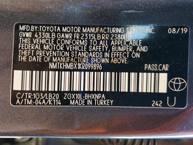 NMTKHMBX1KR099896 - 2019 TOYOTA C-HR XLE CHARCOAL photo 13