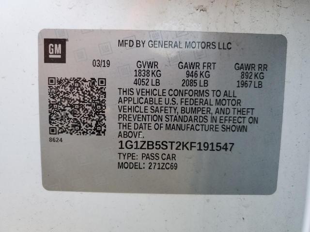 1G1ZB5ST2KF191547 - 2019 CHEVROLET MALIBU LS Weiß Foto 13