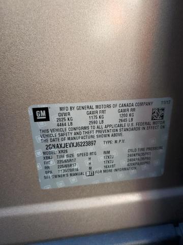 2GNAXJEVXJ6223897 - 2018 CHEVROLET EQUINOX LT Brązowy zdjęcie 13