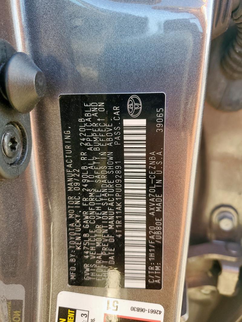 4T1R11AK1PU092891 - 2023 TOYT CAMRY LE GRAY photo 12