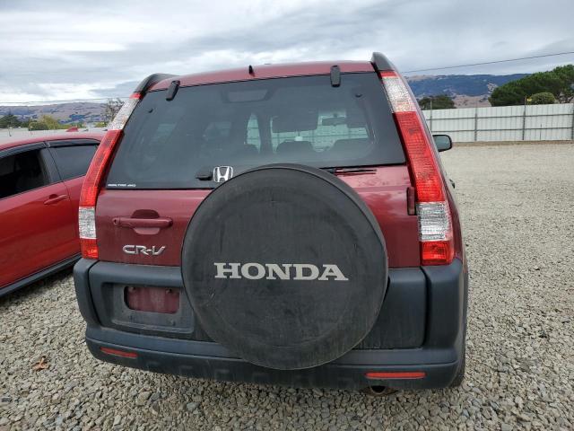 JHLRD78865C026349 - 2005 HONDA CR-V EX BURGUNDY photo 6