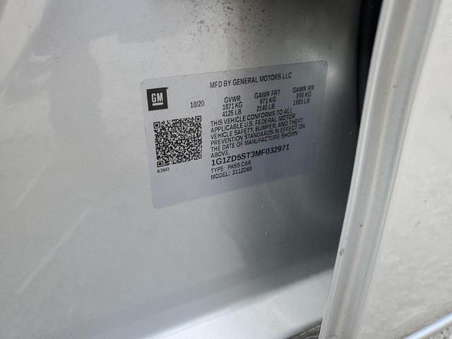 1G1ZD5ST3MF032971 - 2021 CHEVROLET MALIBU LT SILVER photo 12