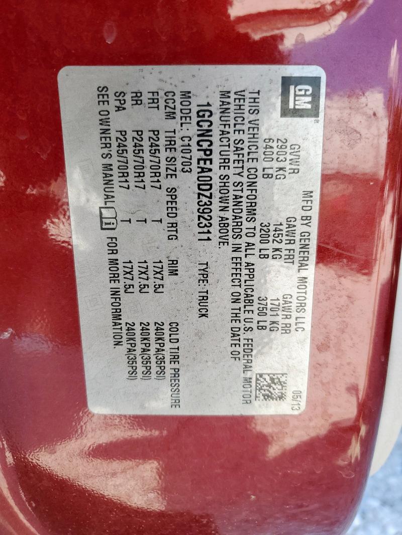 1GCNCPEA0DZ392311 - 2013 CHEVROLET SILVERADO C1500 მუქწითელი ფოტო 13