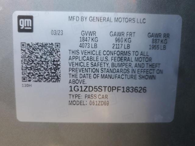 1G1ZD5ST0PF183626 - 2023 CHEVROLET MALIBU LT 灰色 照片 13