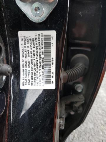 19XFC1F73ME204980 - 2021 HONDA CIVIC EXL შავი ფოტო 12