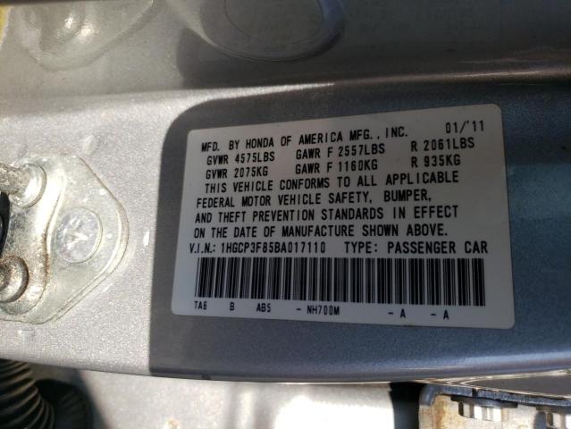 1HGCP3F85BA017110 - 2011 HONDA ACCORD EXL SILVER photo 12