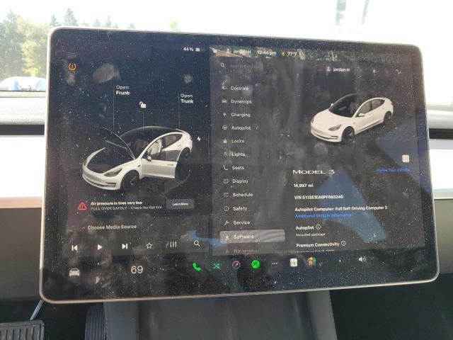 5YJ3E1EA6PF693240 - 2023 TESLA MODEL 3 WHITE photo 9