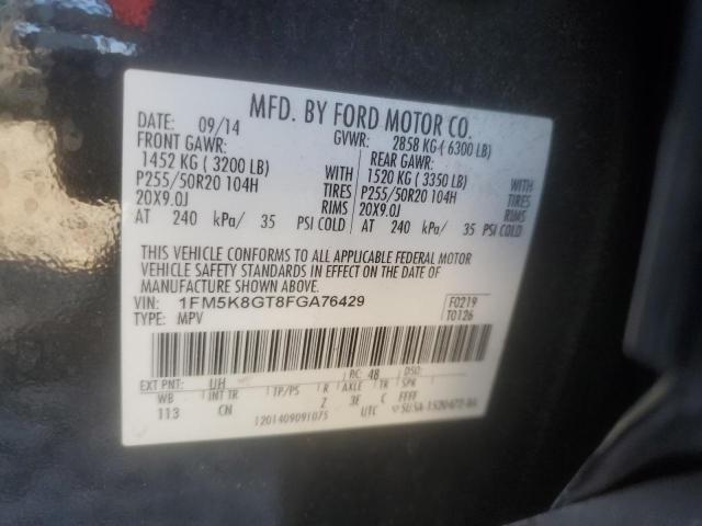 1FM5K8GT8FGA76429 - 2015 FORD EXPLORER SPORT BLACK photo 13