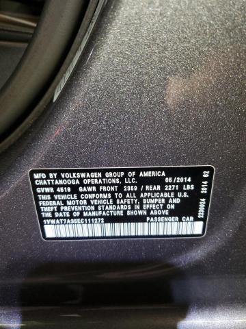 1VWAT7A35EC111272 - 2014 VOLKSWAGEN PASSAT S Szary zdjęcie 12