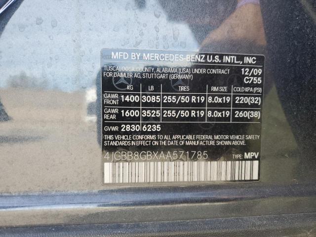 4JGBB8GBXAA571785 - 2010 MERCEDES-BENZ ML 350 4MATIC GRAY photo 13