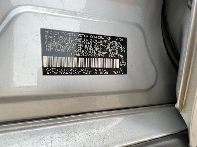 JTHBE262862005974 - 2006 LEXUS IS 350 SILVER photo 10