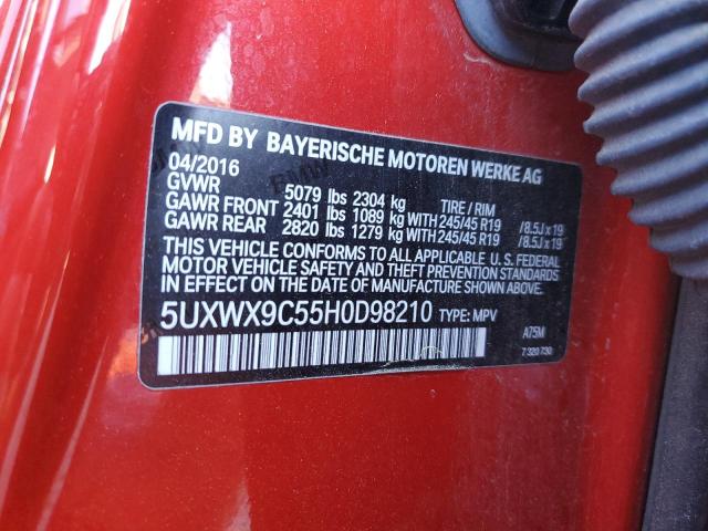 5UXWX9C55H0D98210 - 2017 BMW X3 XDRIVE28I RED photo 13