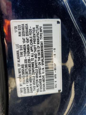 5FNRL38806B058341 - 2006 HONDA ODYSSEY TOURING BLUE photo 13