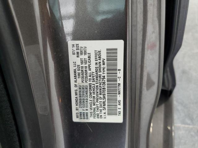 5FNRL5H97EB136794 - 2014 HONDA ODYSSEY TOURING GRAY photo 13