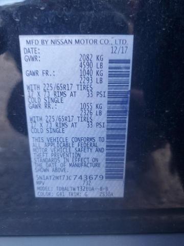 5N1AT2MT7JC743679 - 2018 NISSAN ROGUE S 黑色 照片 13