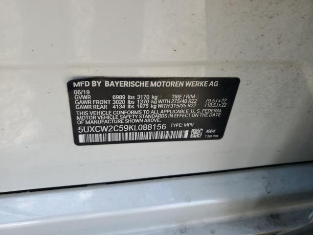 5UXCW2C59KL088156 - 2019 BMW X7 XDRIVE40I WHITE photo 13