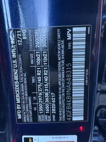 4JGFB4KB9NA648315 - 2022 MERCEDES-BENZ GLE 350 4MATIC BLUE photo 14