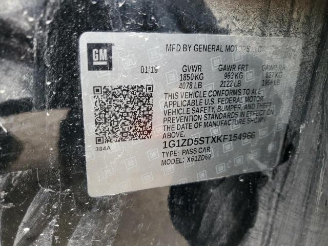 1G1ZD5STXKF154966 - 2019 CHEVROLET MALIBU LT შავი ფოტო 13