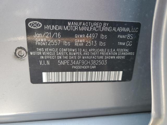 5NPE34AF9GH382503 - 2016 HYUNDAI SONATA SPORT GRAY photo 12