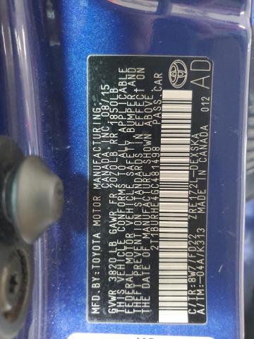 2T1BURHE4GC481498 - 2016 TOYOTA COROLLA L Azul foto 12