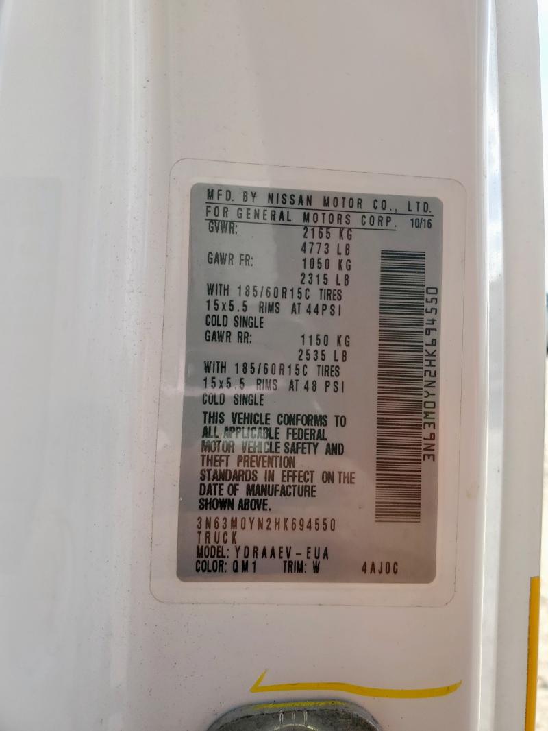 3N63M0YN2HK694550 - 2017 CHEVROLET CITY EXPRESS LS WHITE photo 13