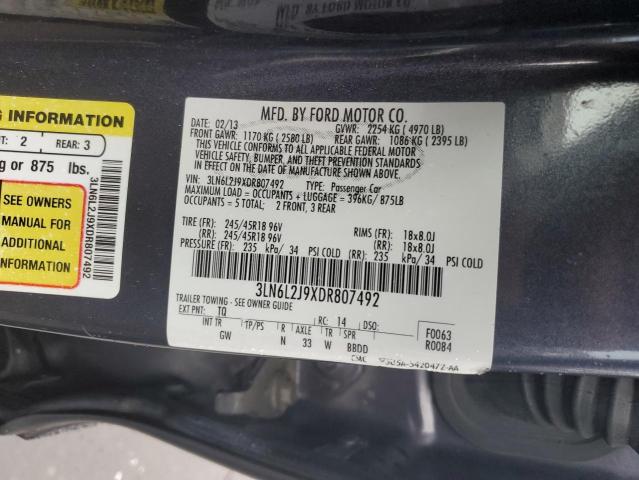 3LN6L2J9XDR807492 - 2013 LINCOLN MKZ BLUE photo 12