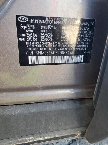 5NMS33AD8KH046455 - 2019 HYUNDAI SANTA FE SEL CHARCOAL photo 14