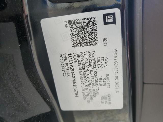 1G1YA2D4XM5105784 - 2021 CHEVROLET CORVETTE STINGRAY 1LT BLACK photo 12