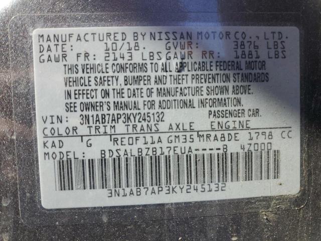 3N1AB7AP3KY245132 - 2019 NISSAN SENTRA S GRAY photo 13