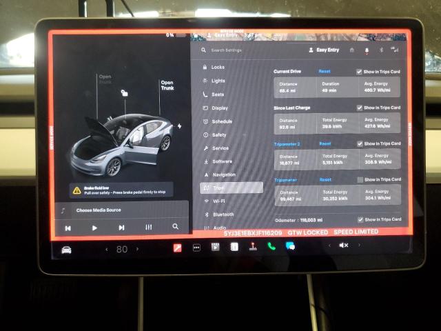 5YJ3E1EBXJF116209 - 2018 TESLA MODEL 3 Մոխրագույն լուսանկար 9