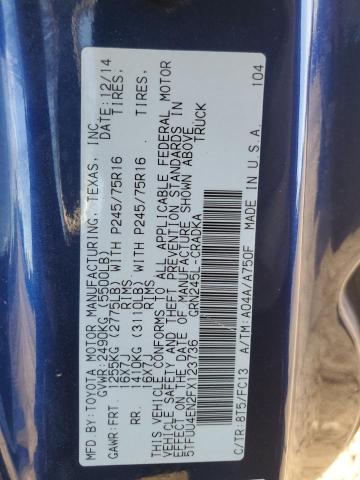 5TFUU4EN2FX123736 - 2015 TOYOTA TACOMA ACCESS CAB BLUE photo 12