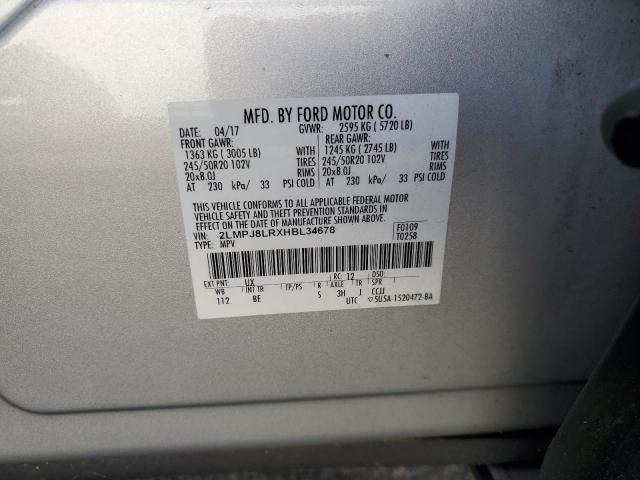 2LMPJ8LRXHBL34678 - 2017 LINCOLN MKX RESERVE Արծաթագույն լուսանկար 13