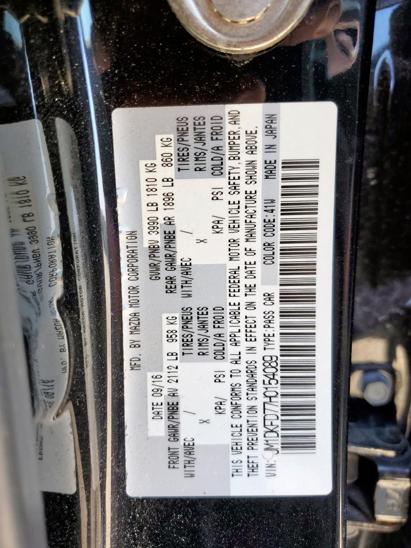 JM1DKFD77H0154089 - 2017 MAZDA CX-3 GRAND TOURING BLACK photo 13