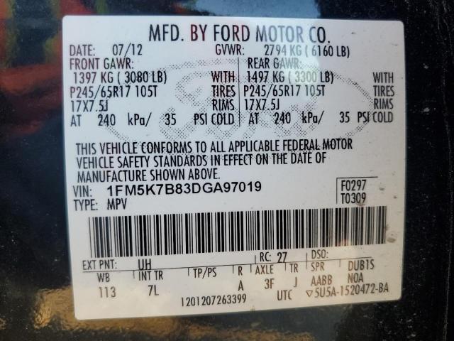 1FM5K7B83DGA97019 - 2013 FORD EXPLORER 黑色 照片 13