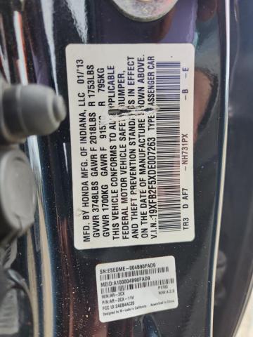 19XFB2F5XDE007263 - 2013 HONDA CIVIC LX BLACK photo 13