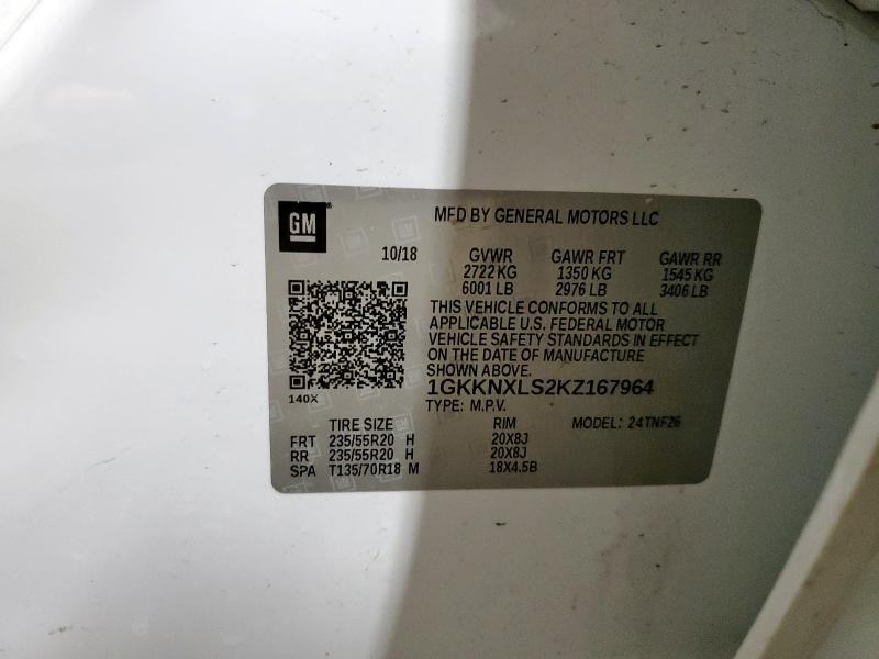 1GKKNXLS2KZ167964 - 2019 GMC ACADIA DENALI 白色 照片 12