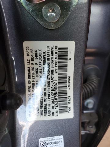 19XZE4F55ME000401 - 2021 HONDA INSIGHT EX GRAY photo 13