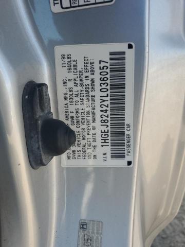 1HGEJ8242YL036057 - 2000 HONDA CIVIC EX SILVER photo 12