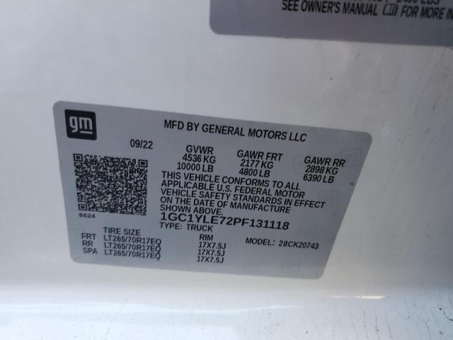 1GC1YLE72PF131118 - 2023 CHEVROLET SILVERADO K2500 HEAVY DUTY WHITE photo 12