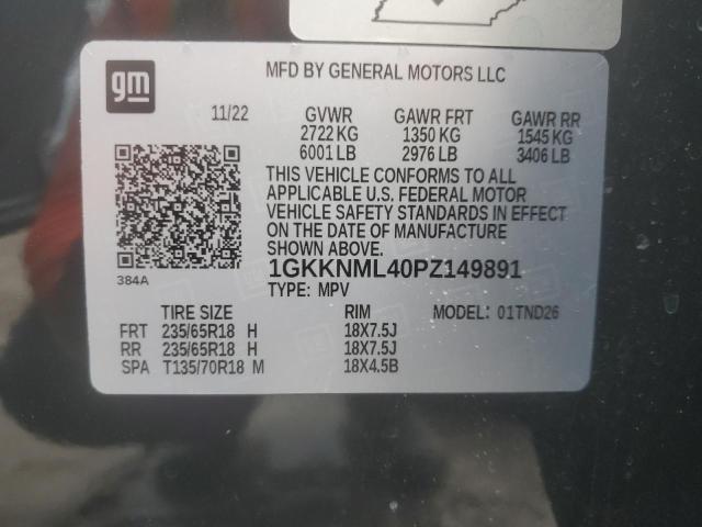 1GKKNML40PZ149891 - 2023 GMC ACADIA SLT BLACK photo 13