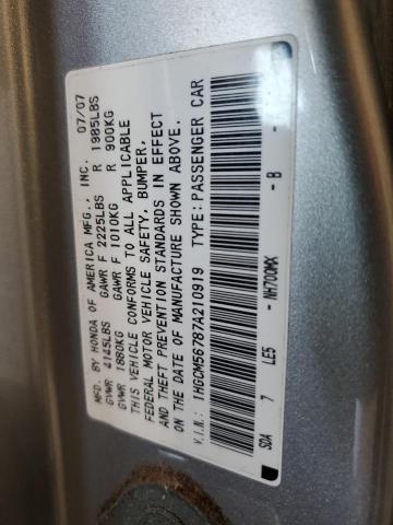 1HGCM56787A210919 - 2007 HONDA ACCORD EX SILVER photo 13