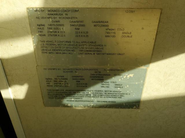 1RF22464922018422 - 2002 ROADMASTER RAIL RAISED RAI TWO TONE photo 10