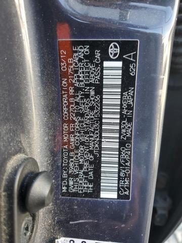 JTDKN3DU3C1532236 - 2012 TOYOTA PRIUS GRAY photo 12