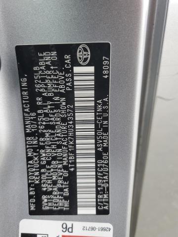 4T1BF1FK7HU343572 - 2017 TOYOTA CAMRY LE SILVER photo 13