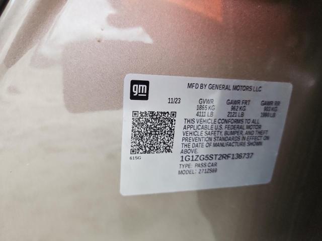 1G1ZG5ST2RF136737 - 2024 CHEVROLET MALIBU RS TAN photo 12