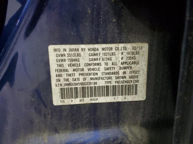 JHMGE8H59DC039106 - 2013 HONDA FIT SPORT BLUE photo 12