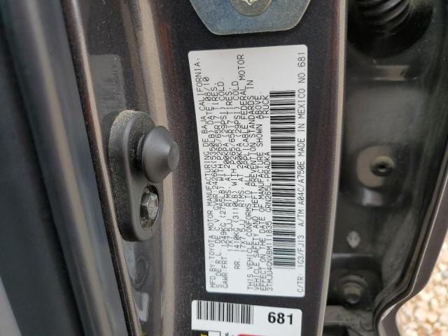 3TMJU4GNXBM111835 - 2011 TOYOTA TACOMA DOUBLE CAB PRERUNNER GRAY photo 12