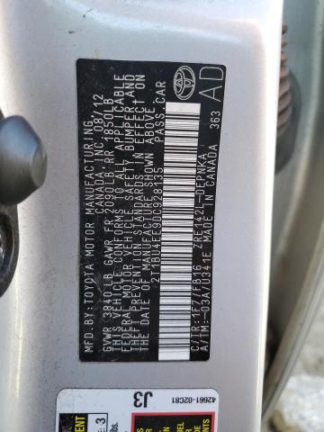 2T1BU4EE9DC928135 - 2013 TOYOTA COROLLA BASE ვერცხლისფერი ფოტო 12